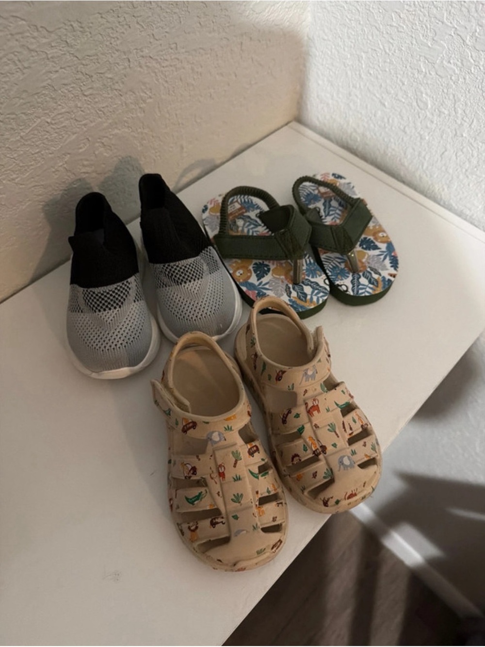 Kids Beige Animal Print Closed-Toe Sandals